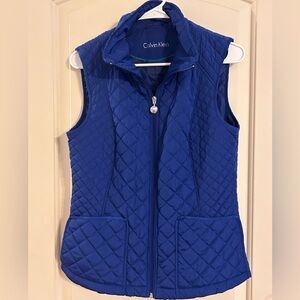 Calvin Klein Royal Blue Quilted Pocketed Zip Vest